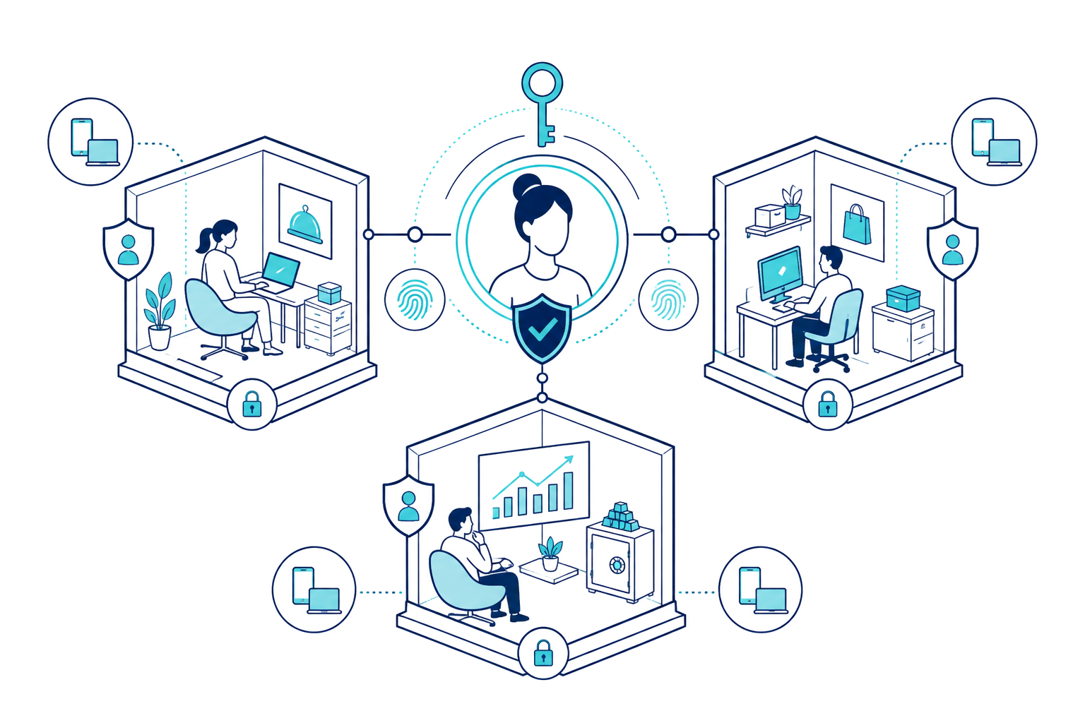 One verified identity connected to protected workspaces